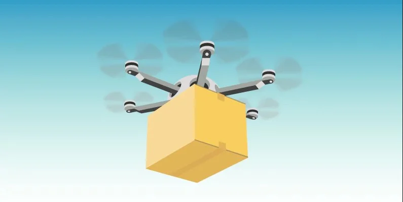Concepto de dron repartidor de bienes