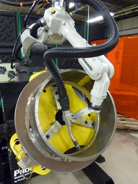 Posicionador para soldadura y brazo robot. Créditos: www.ljwelding.com